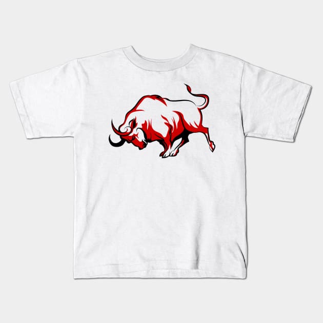 Fighting Bull Emblem Kids T-Shirt by devaleta